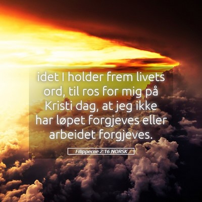 Picture 05 - Filipperne 2:16 NORSK - idet I holder frem livets ord, til ros for mig - Bible Verse Picture