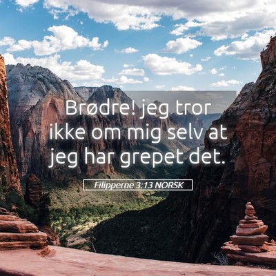 Picture 05 - Filipperne 3:13 NORSK - Brødre! jeg tror ikke om mig selv at jeg har - Bible Verse Picture