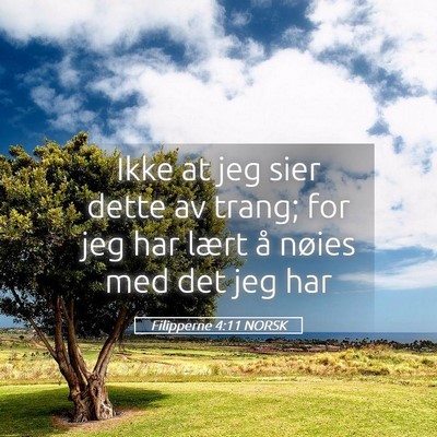 Picture 05 - Filipperne 4:11 NORSK - Ikke at jeg sier dette av trang; for jeg har - Bible Verse Picture