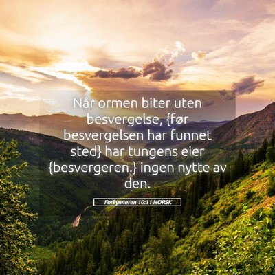 Picture 05 - Forkynneren 10:11 NORSK - Når ormen biter uten besvergelse, {før - Bible Verse Picture