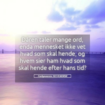 Picture 05 - Forkynneren 10:14 NORSK - Dåren taler mange ord, enda mennesket ikke vet - Bible Verse Picture