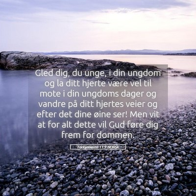 Picture 05 - Forkynneren 11:9 NORSK - Gled dig, du unge, i din ungdom og la ditt hjerte - Bible Verse Picture