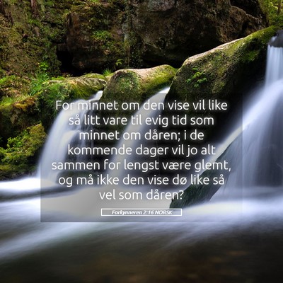 Picture 05 - Forkynneren 2:16 NORSK - For minnet om den vise vil like så litt vare til - Bible Verse Picture