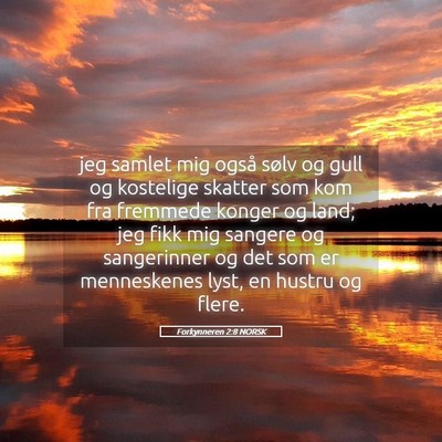 Picture 05 - Forkynneren 2:8 NORSK - jeg samlet mig også sølv og gull og kostelige - Bible Verse Picture