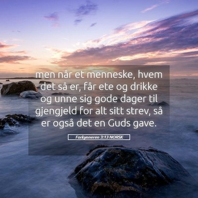 Picture 05 - Forkynneren 3:13 NORSK - men når et menneske, hvem det så er, får ete - Bible Verse Picture