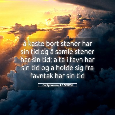 Picture 05 - Forkynneren 3:5 NORSK - å kaste bort stener har sin tid og å samle - Bible Verse Picture