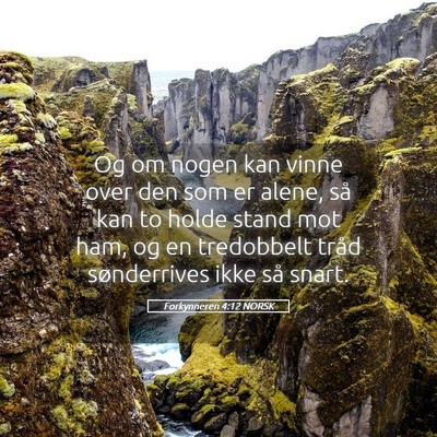 Picture 05 - Forkynneren 4:12 NORSK - Og om nogen kan vinne over den som er alene, så - Bible Verse Picture