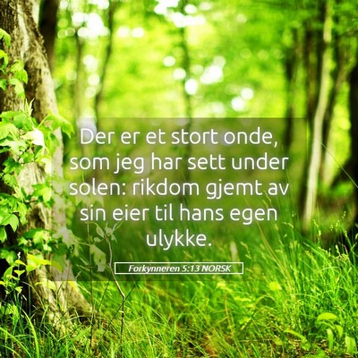 Picture 05 - Forkynneren 5:13 NORSK - Der er et stort onde, som jeg har sett under - Bible Verse Picture