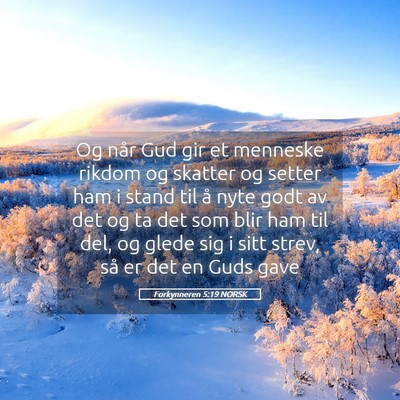 Picture 05 - Forkynneren 5:19 NORSK - Og når Gud gir et menneske rikdom og skatter og - Bible Verse Picture