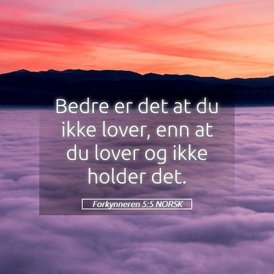Picture 05 - Forkynneren 5:5 NORSK - Bedre er det at du ikke lover, enn at du lover og - Bible Verse Picture