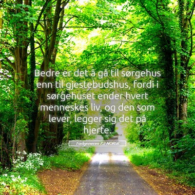 Picture 05 - Forkynneren 7:2 NORSK - Bedre er det å gå til sørgehus enn til - Bible Verse Picture