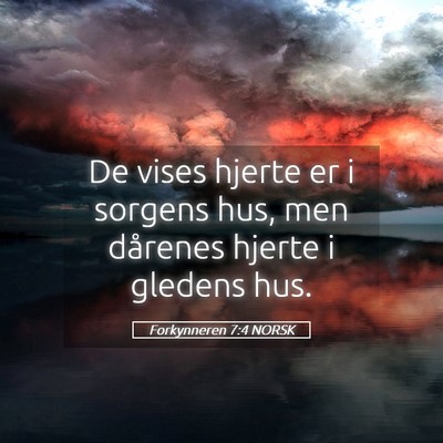 Picture 05 - Forkynneren 7:4 NORSK - De vises hjerte er i sorgens hus, men dårenes - Bible Verse Picture