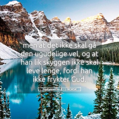 Picture 05 - Forkynneren 8:13 NORSK - men at det ikke skal gå den ugudelige vel, og at - Bible Verse Picture