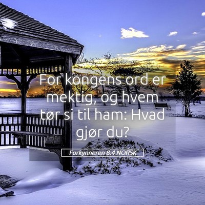 Picture 05 - Forkynneren 8:4 NORSK - For kongens ord er mektig, og hvem tør si til - Bible Verse Picture