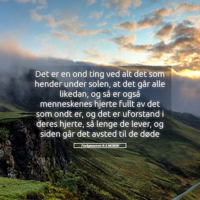 Picture 05 - Forkynneren 9:3 NORSK - Det er en ond ting ved alt det som hender under - Bible Verse Picture