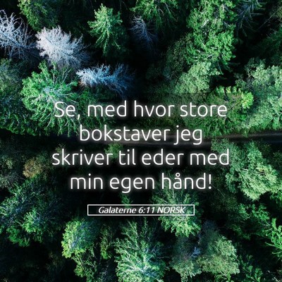 Picture 05 - Galaterne 6:11 NORSK - Se, med hvor store bokstaver jeg skriver til eder - Bible Verse Picture
