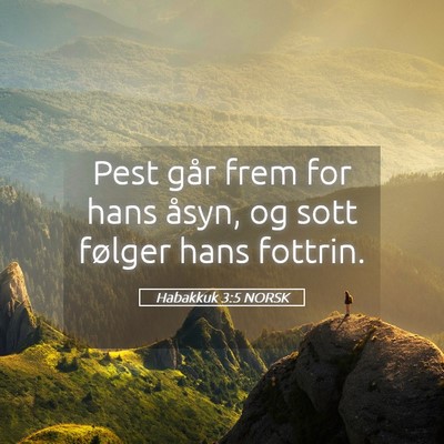 Picture 05 - Habakkuk 3:5 NORSK - Pest går frem for hans åsyn, og sott følger - Bible Verse Picture