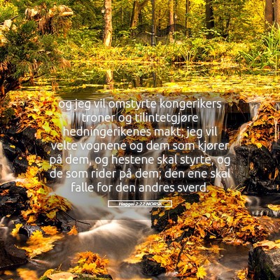 Picture 05 - Haggai 2:22 NORSK - og jeg vil omstyrte kongerikers troner og - Bible Verse Picture
