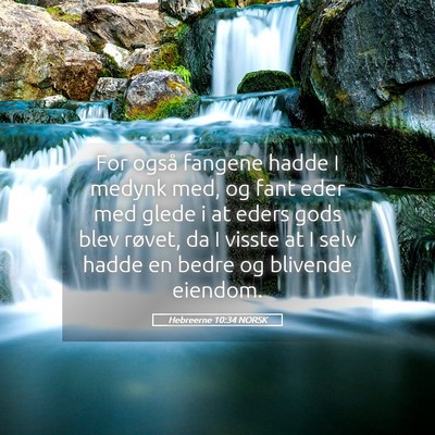 Picture 05 - Hebreerne 10:34 NORSK - For også fangene hadde I medynk med, og fant - Bible Verse Picture