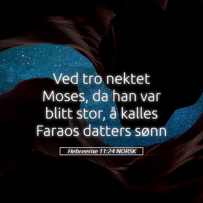Picture 05 - Hebreerne 11:24 NORSK - Ved tro nektet Moses, da han var blitt stor, å - Bible Verse Picture