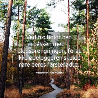 Picture 05 - Hebreerne 11:28 NORSK - Ved tro holdt han påsken med blodsprengningen, - Bible Verse Picture