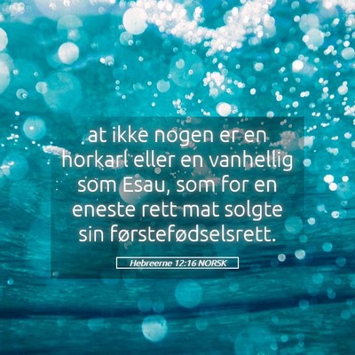 Picture 05 - Hebreerne 12:16 NORSK - at ikke nogen er en horkarl eller en vanhellig - Bible Verse Picture