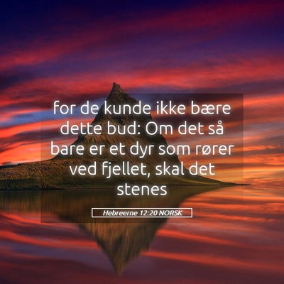 Picture 05 - Hebreerne 12:20 NORSK - for de kunde ikke bære dette bud: Om det så - Bible Verse Picture