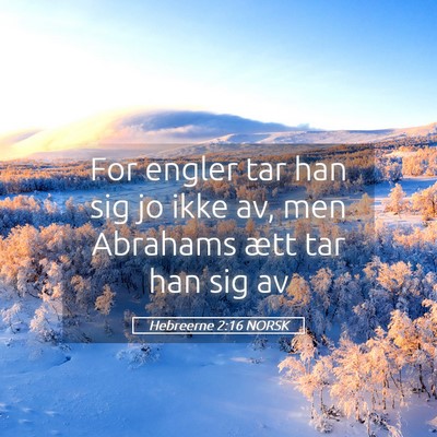 Picture 05 - Hebreerne 2:16 NORSK - For engler tar han sig jo ikke av, men Abrahams - Bible Verse Picture