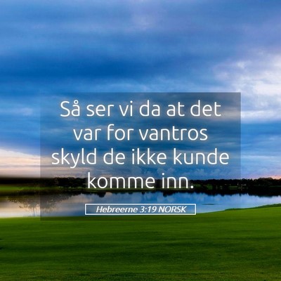 Picture 05 - Hebreerne 3:19 NORSK - Så ser vi da at det var for vantros skyld de - Bible Verse Picture