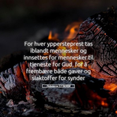 Picture 05 - Hebreerne 5:1 NORSK - For hver yppersteprest tas iblandt mennesker og - Bible Verse Picture