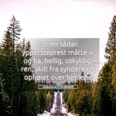 Picture 05 - Hebreerne 7:26 NORSK - For en sådan yppersteprest måtte vi og ha, - Bible Verse Picture