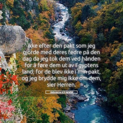 Picture 05 - Hebreerne 8:9 NORSK - ikke efter den pakt som jeg gjorde med deres - Bible Verse Picture