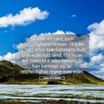 Picture 05 - Hosea 10:12 NORSK - Så eder en sæd, som rettferdigheten krever, få - Bible Verse Picture