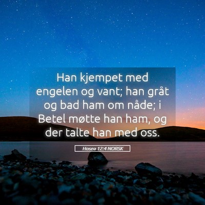 Picture 05 - Hosea 12:4 NORSK - Han kjempet med engelen og vant; han gråt og bad - Bible Verse Picture