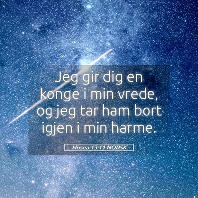 Picture 05 - Hosea 13:11 NORSK - Jeg gir dig en konge i min vrede, og jeg tar ham - Bible Verse Picture