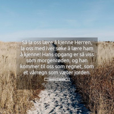 Picture 05 - Hosea 6:3 NORSK - Så la oss lære å kjenne Herren, la oss med - Bible Verse Picture
