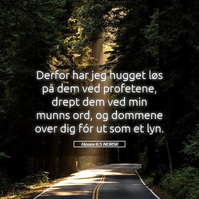 Picture 05 - Hosea 6:5 NORSK - Derfor har jeg hugget løs på dem ved profetene, - Bible Verse Picture
