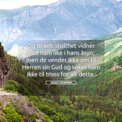 Picture 05 - Hosea 7:10 NORSK - Og Israels stolthet vidner mot ham like i hans - Bible Verse Picture