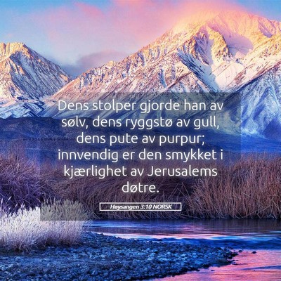 Picture 05 - Høysangen 3:10 NORSK - Dens stolper gjorde han av sølv, dens ryggstø - Bible Verse Picture