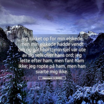 Picture 05 - Høysangen 5:6 NORSK - Jeg lukket op for min elskede, men min elskede - Bible Verse Picture