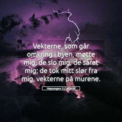 Picture 05 - Høysangen 5:7 NORSK - Vekterne, som går omkring i byen, møtte mig, de - Bible Verse Picture