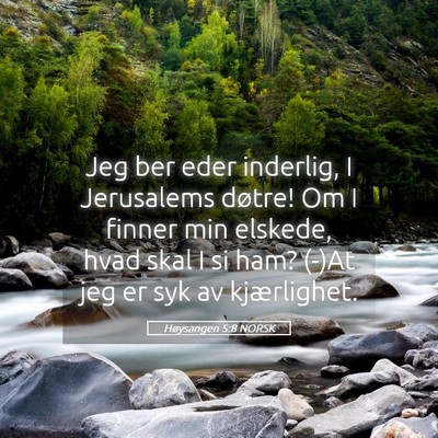 Picture 05 - Høysangen 5:8 NORSK - Jeg ber eder inderlig, I Jerusalems døtre! Om I - Bible Verse Picture