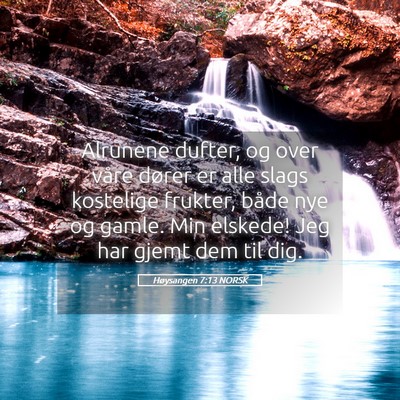 Picture 05 - Høysangen 7:13 NORSK - Alrunene dufter, og over våre dører er alle - Bible Verse Picture