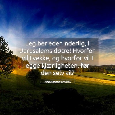 Picture 05 - Høysangen 8:4 NORSK - Jeg ber eder inderlig, I Jerusalems døtre! - Bible Verse Picture
