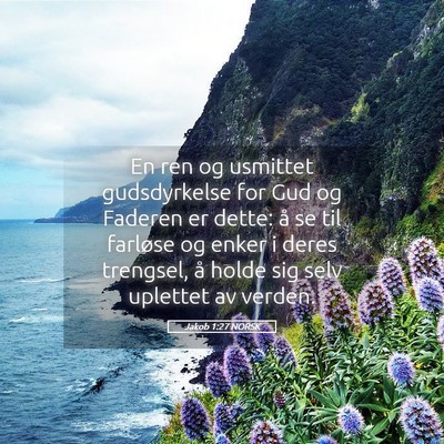 Picture 05 - Jakob 1:27 NORSK - En ren og usmittet gudsdyrkelse for Gud og - Bible Verse Picture