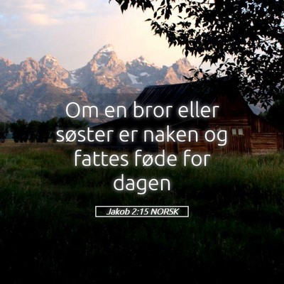 Picture 05 - Jakob 2:15 NORSK - Om en bror eller søster er naken og fattes føde - Bible Verse Picture