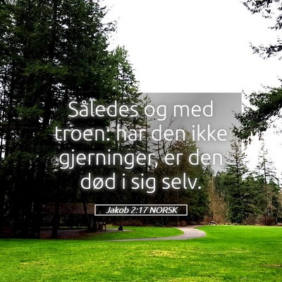 Picture 05 - Jakob 2:17 NORSK - Således og med troen: har den ikke gjerninger, - Bible Verse Picture