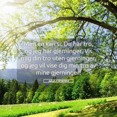 Picture 05 - Jakob 2:18 NORSK - Men en kan si: Du har tro, og jeg har gjerninger. - Bible Verse Picture