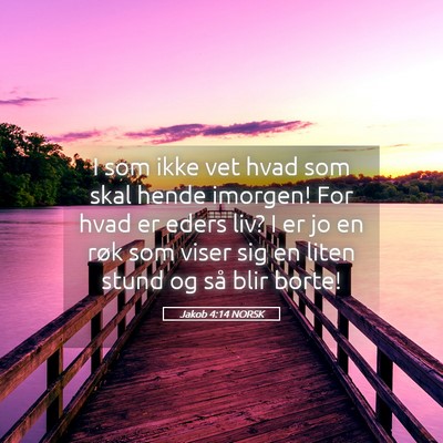 Picture 05 - Jakob 4:14 NORSK - I som ikke vet hvad som skal hende imorgen! For - Bible Verse Picture