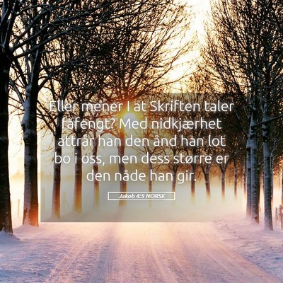 Picture 05 - Jakob 4:5 NORSK - Eller mener I at Skriften taler fåfengt? Med - Bible Verse Picture